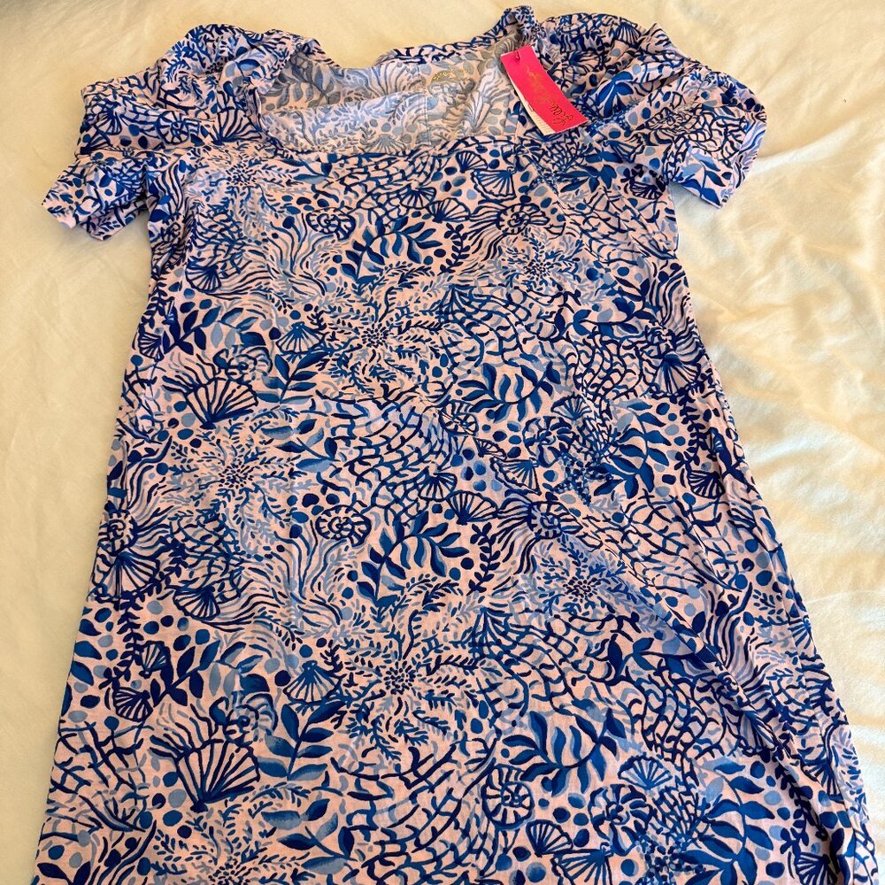 Lilly Pulitzer Haydn Calla Lilly Blue White High Tides Good Vibes | Size XL